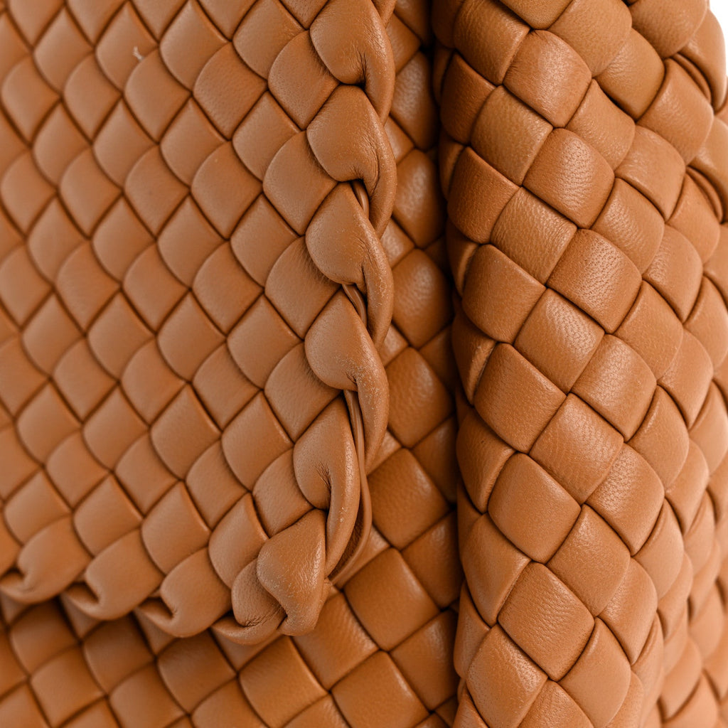 Nappa Intreccio Padded Small Cobble Shoulder Bag Caramel