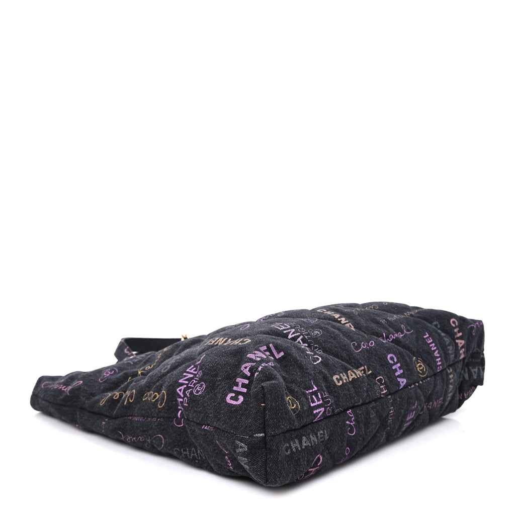 Denim Quilted Denim Mood Maxi Shopping Bag Black Multicolor