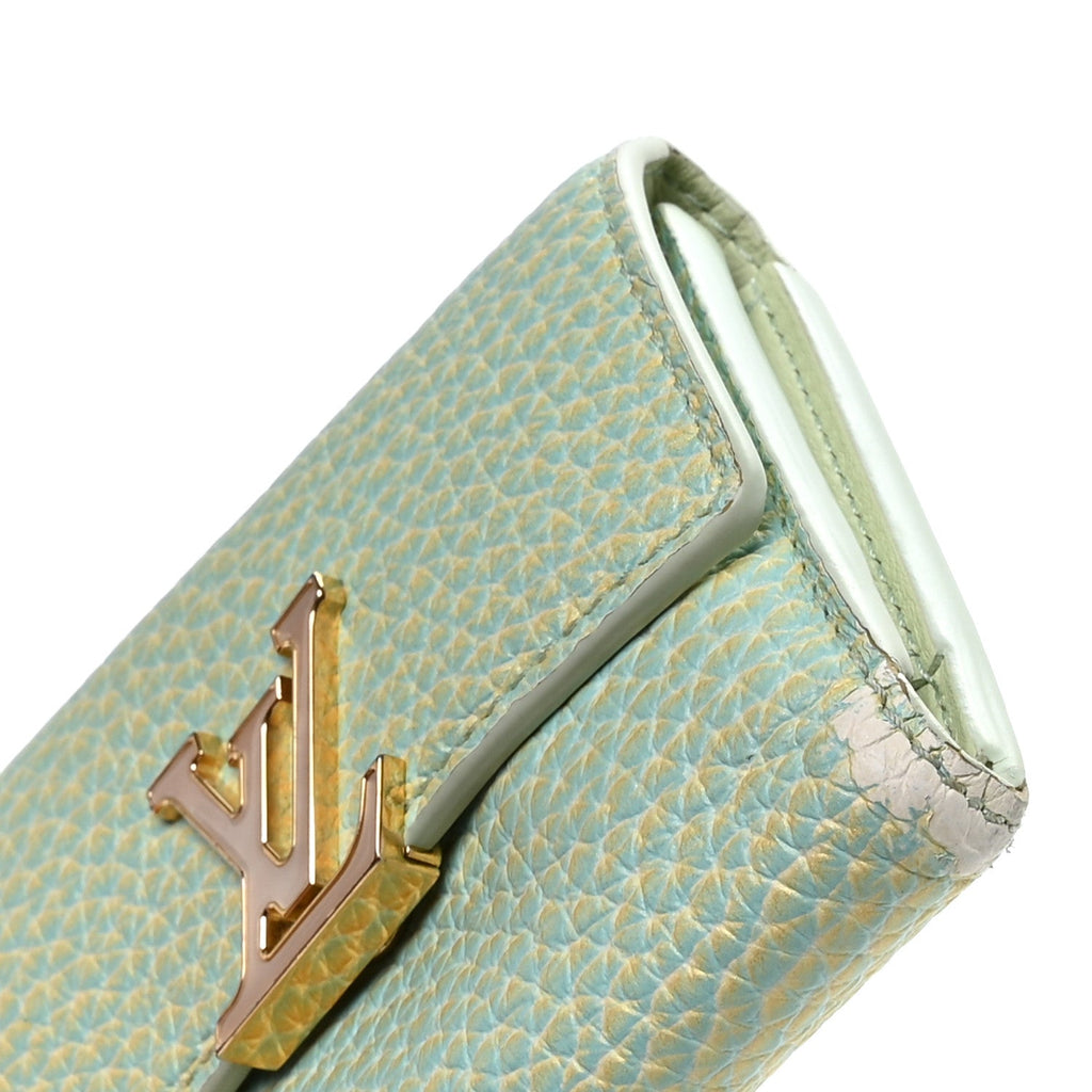 Taurillon Summer Stardust Capucines XS Wallet Vert D'Eau