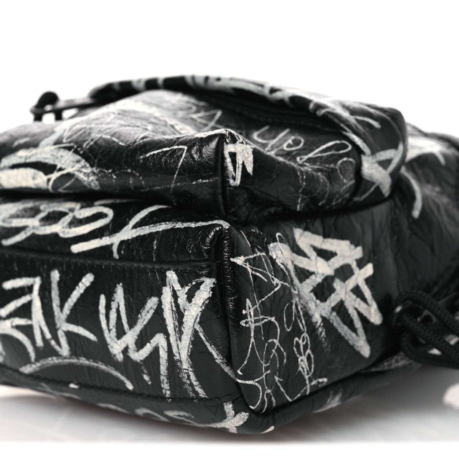 Agneau Arena Graffiti All Over Mini Explorer Crossbody Backpack  Black White