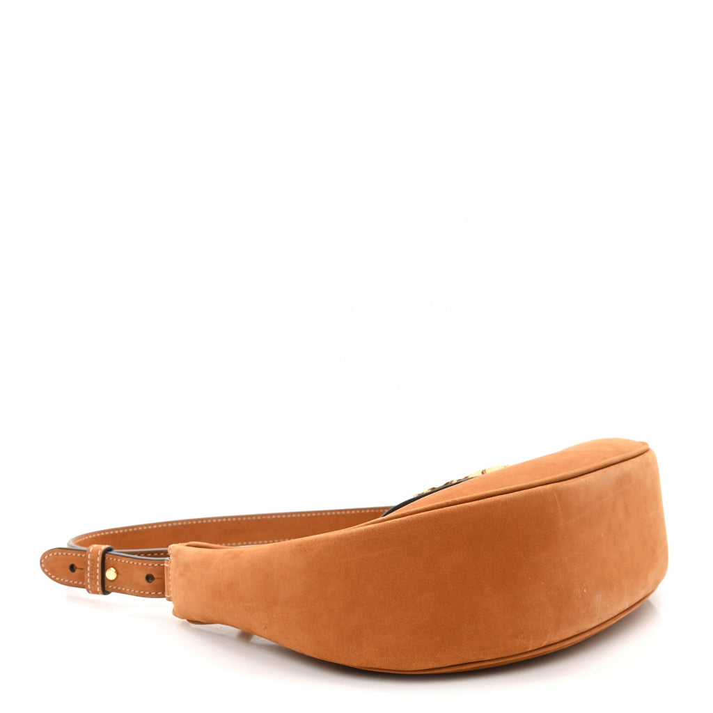 Suede Medium Strap Ava Triomphe Shoulder Bag Camel