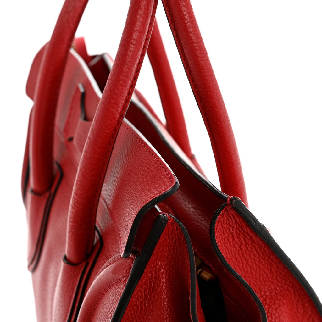 Drummed Calfskin Micro Luggage Red