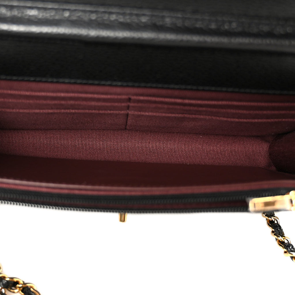 Caviar Quilted CC Turnlock Wallet On Chain WOC Black