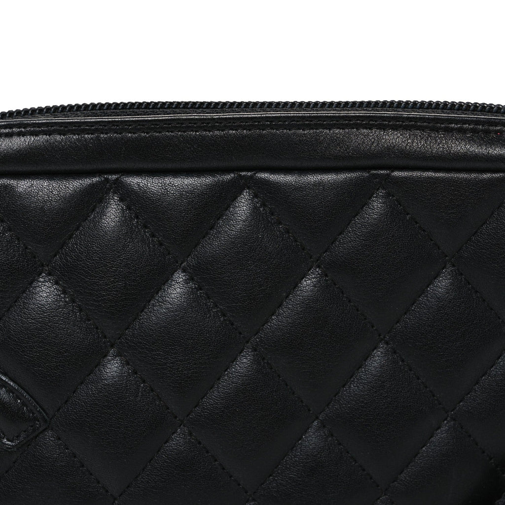 Calfskin Quilted Cambon Pochette Black