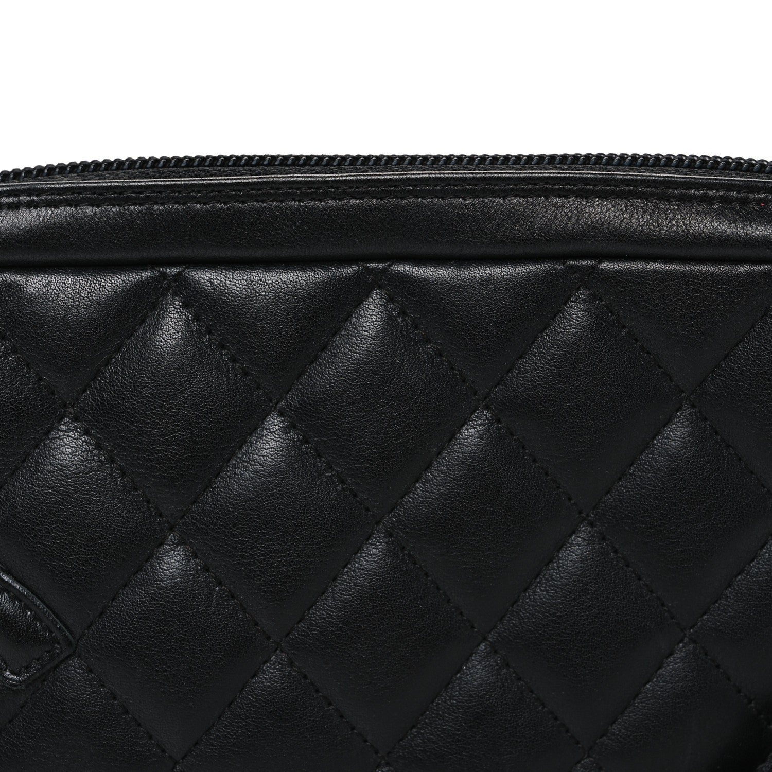 Calfskin Quilted Cambon Pochette Black