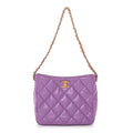 Lambskin Quilted Small Pick Me Up Hobo Purple