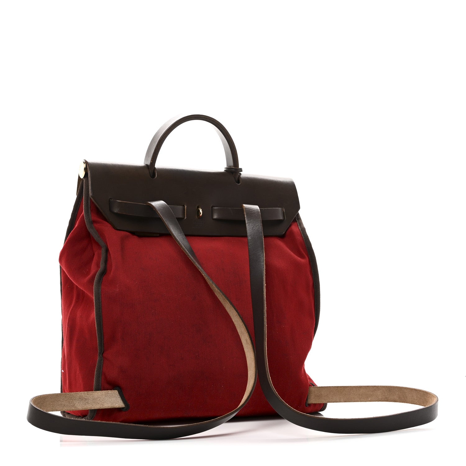 Toile Vache Calfskin Herbag 30 PM Backpack Orange Red