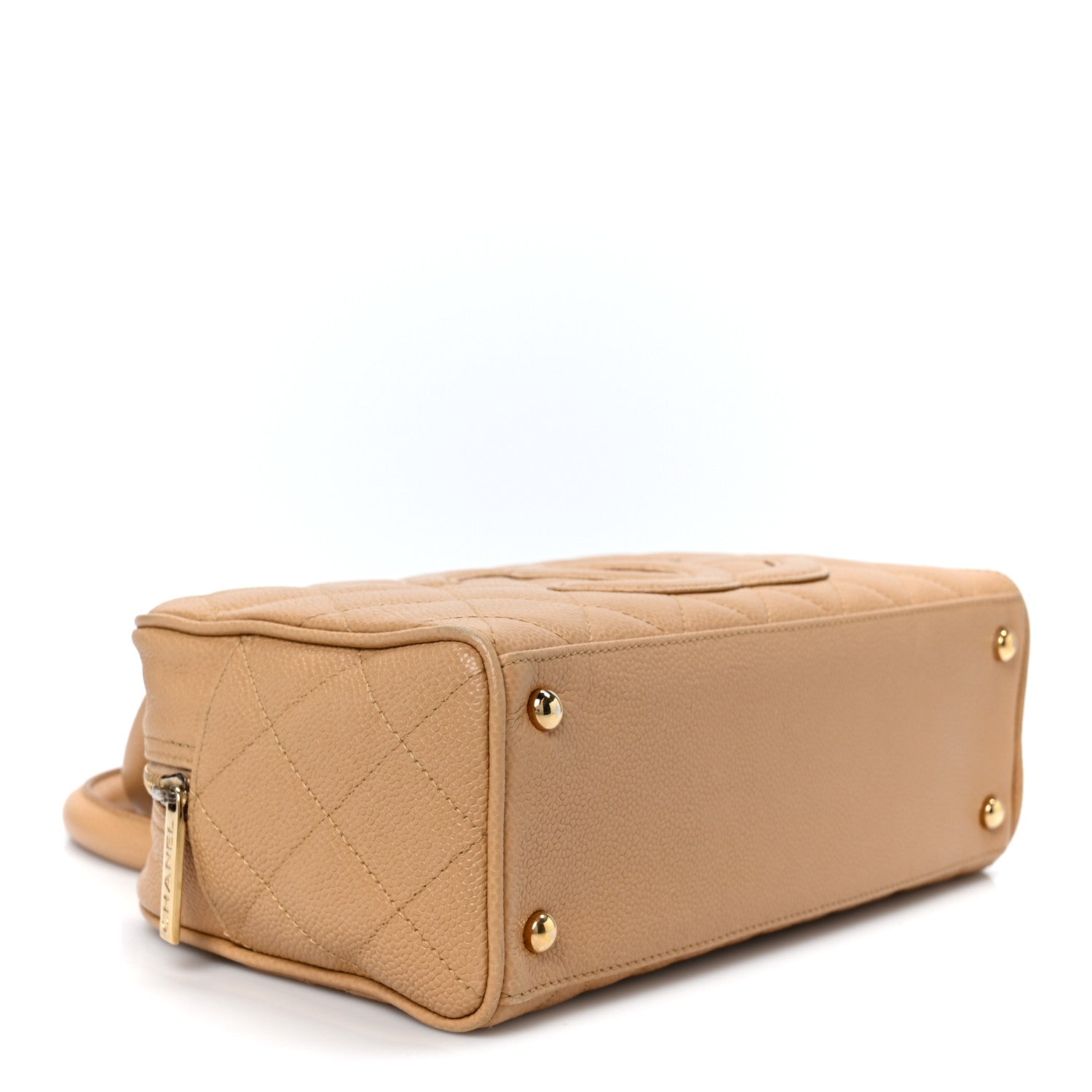 Caviar Quilted Small Bowler Beige