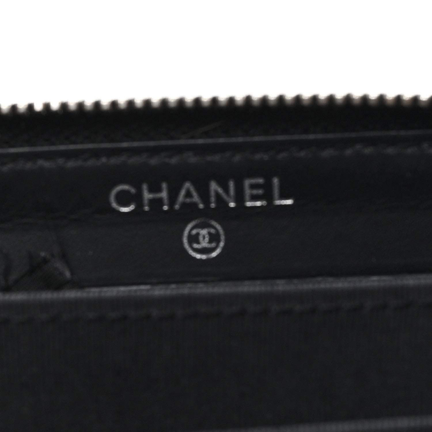 Patent Quilted Double Stitched Zip Around Wallet Black