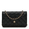 Caviar Quilted Wallet on Chain WOC Black