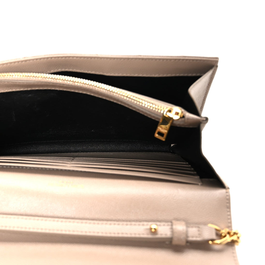 Grain De Poudre Matelasse Chevron Monogram Chain Wallet Nude Powder