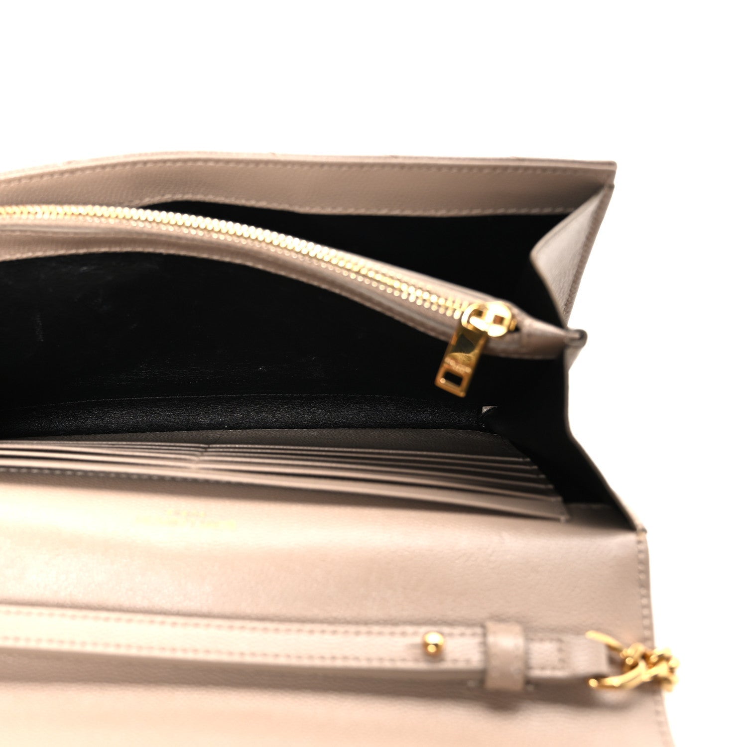 Grain De Poudre Matelasse Chevron Monogram Chain Wallet Nude Powder