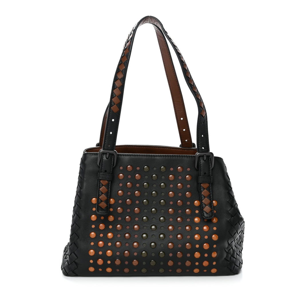 Nappa Intrecciato Perforated Small Cesta Tote Black Multicolor