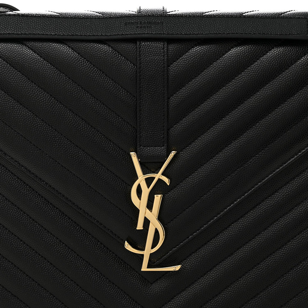 Grain De Poudre Matelasse Chevron Large Monogram Satchel Black