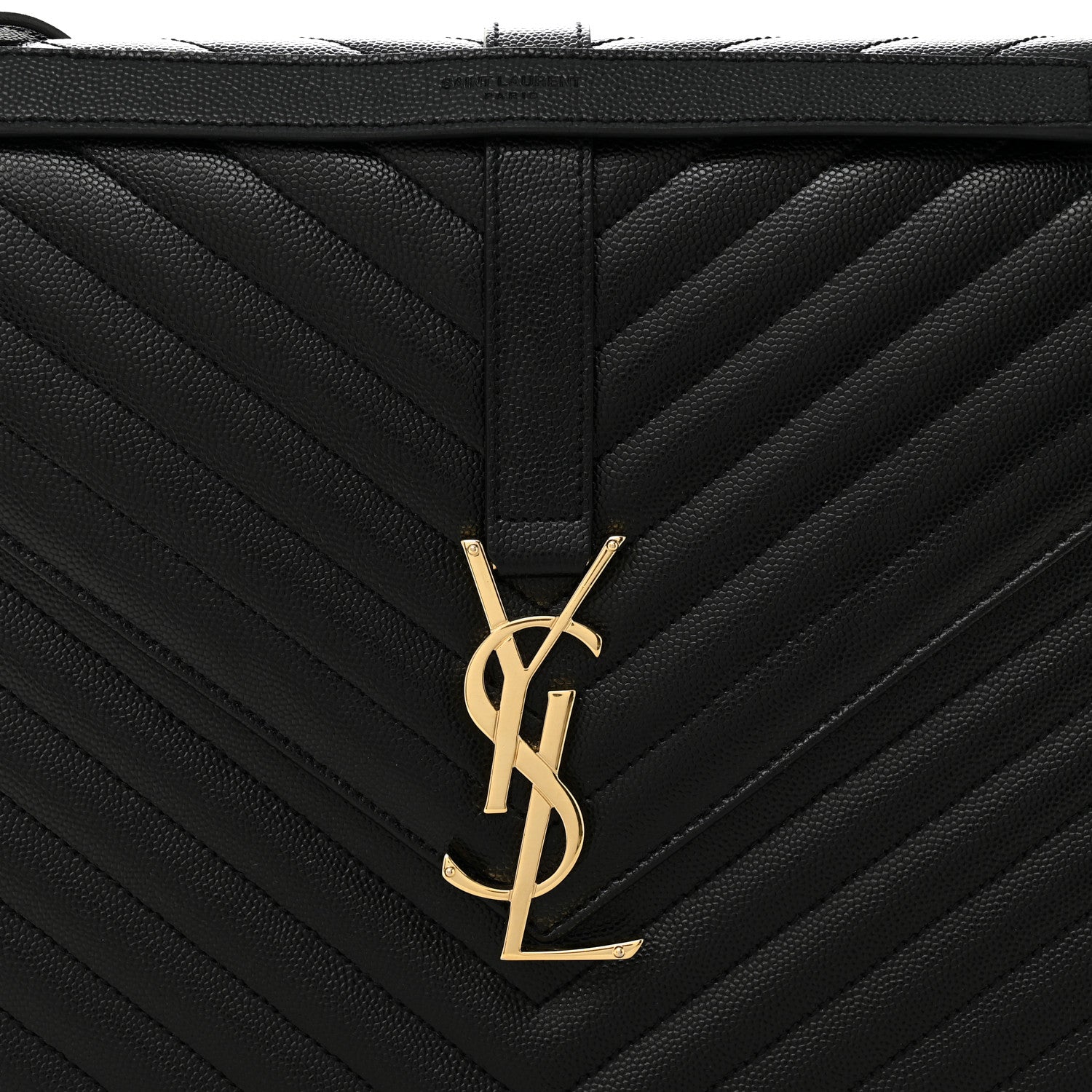 Grain De Poudre Matelasse Chevron Large Monogram Satchel Black