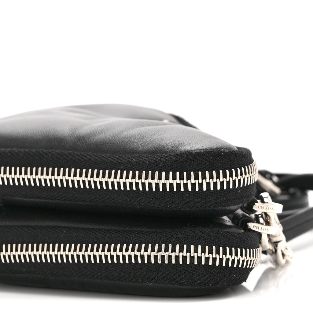 Nappa Soft Padded Mini Triangle Crossbody Pouch Black