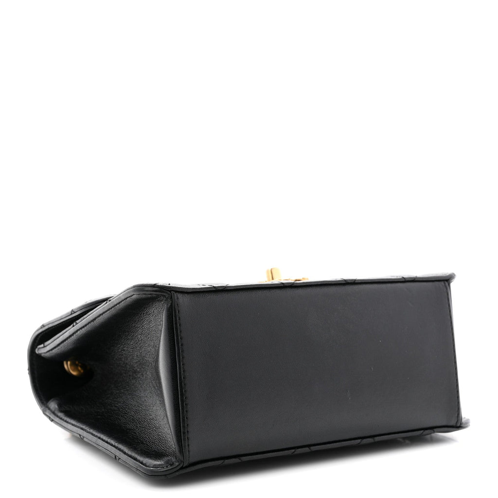 Lambskin Quilted CC Logo Mini Flap Black