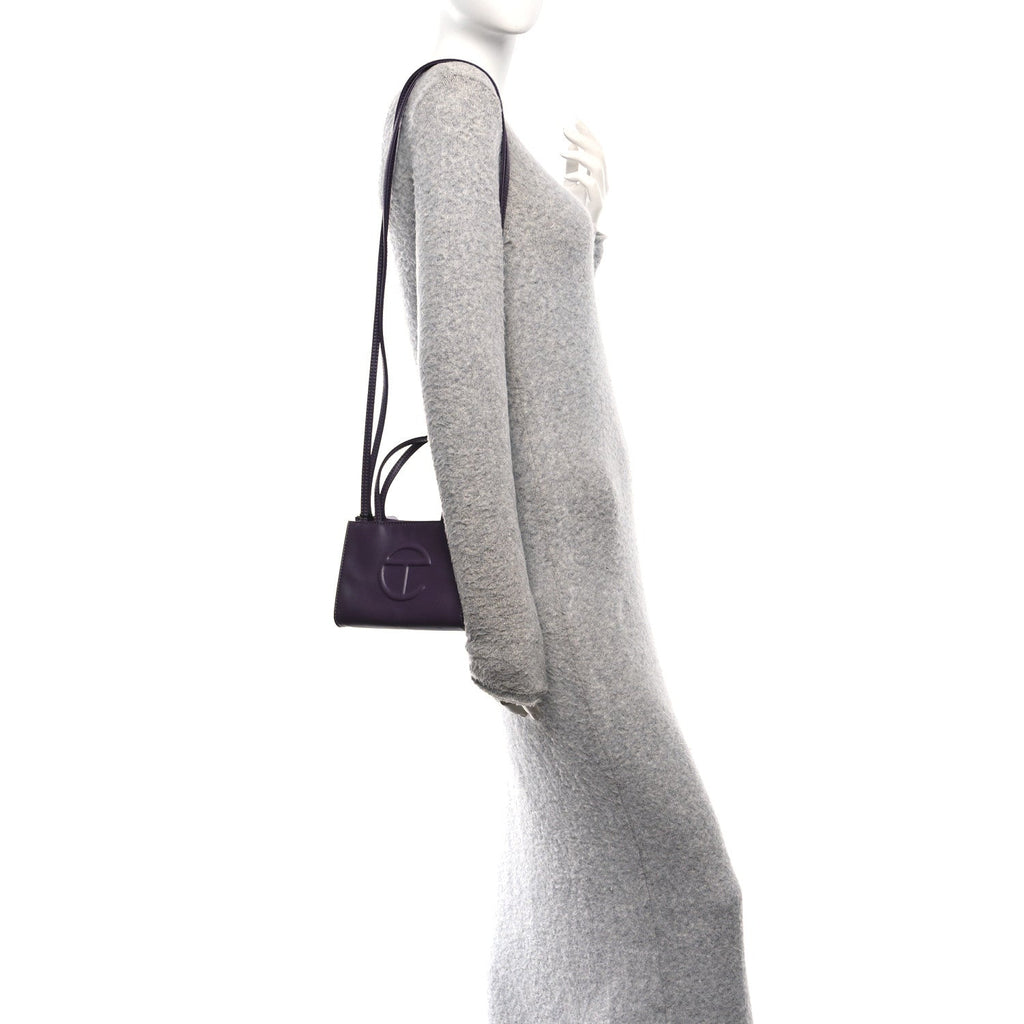 Vegan Leather Small Shopping Bag Eggplant