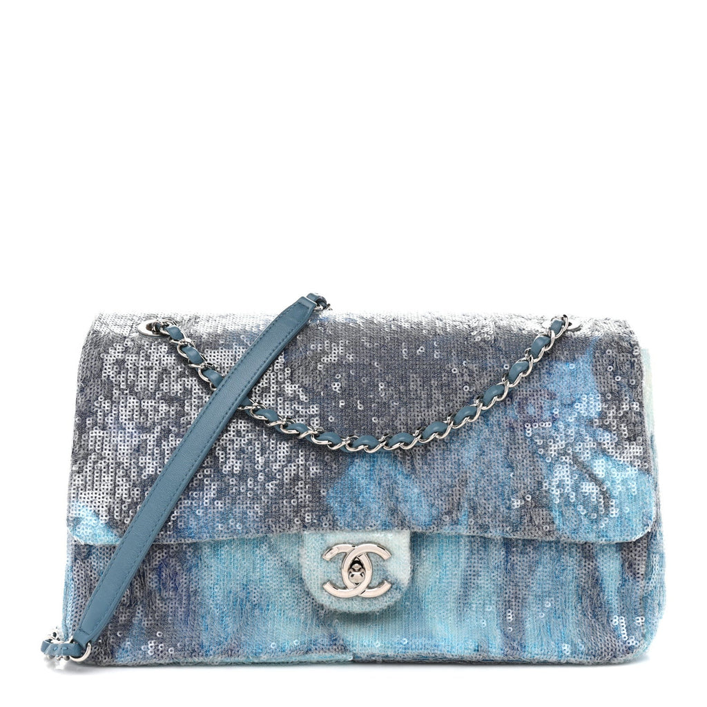 Sequin Large Waterfall Flap Light Blue