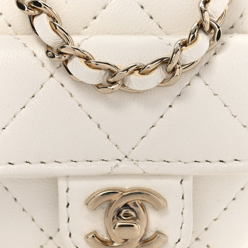 Lambskin Quilted CC In Love Heart Coin Purse With Chain White