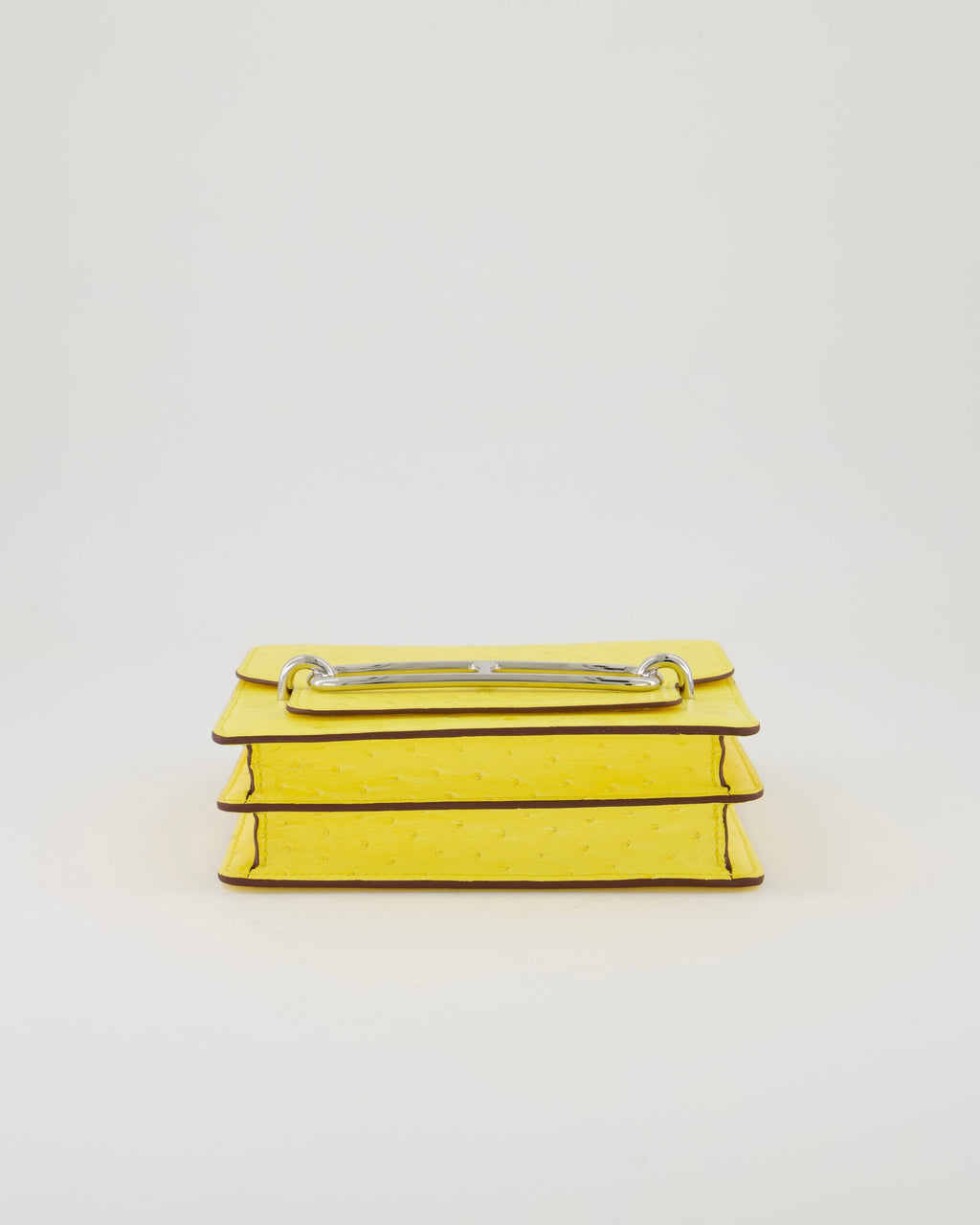 Hermès Mini Roulis 18 in Jaune Citron Ostrich Leather with Palladium Hardware