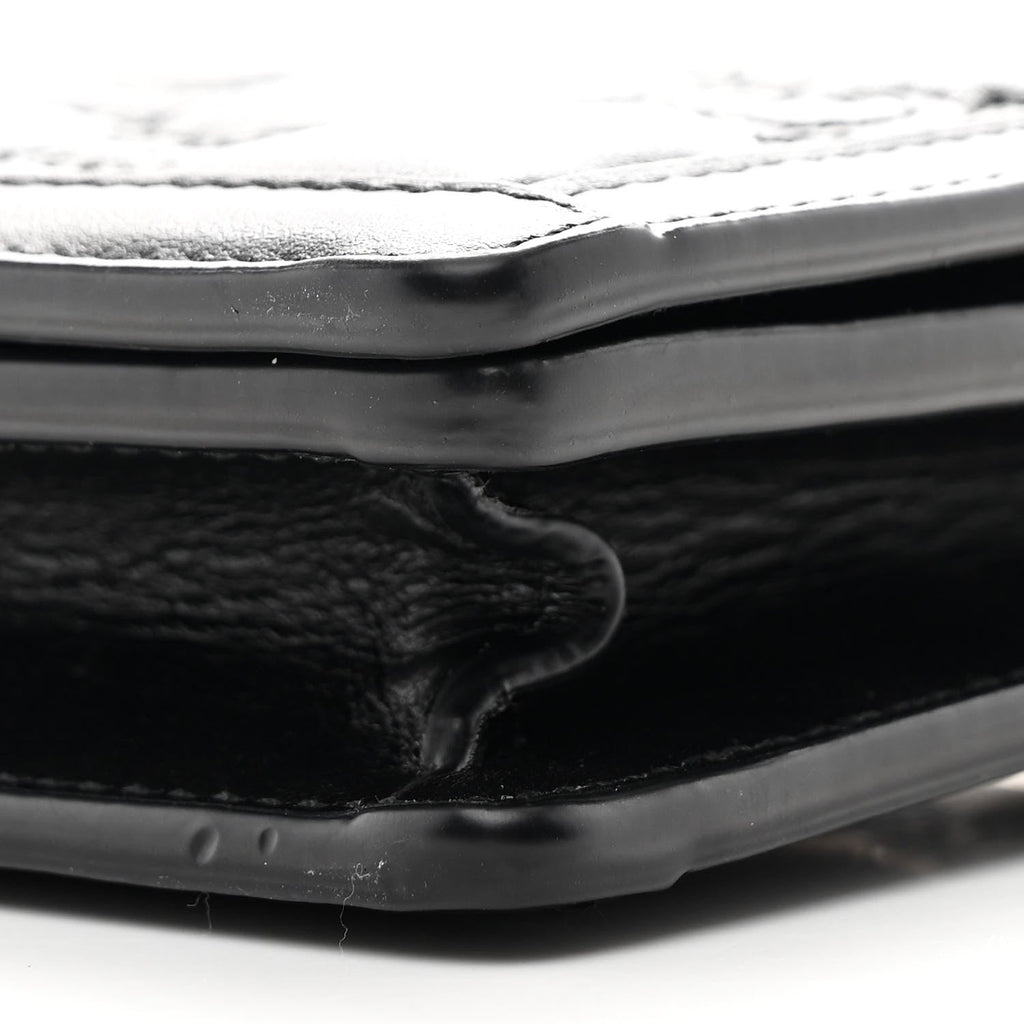 Calfskin GG Matelasse Chain Wallet Black