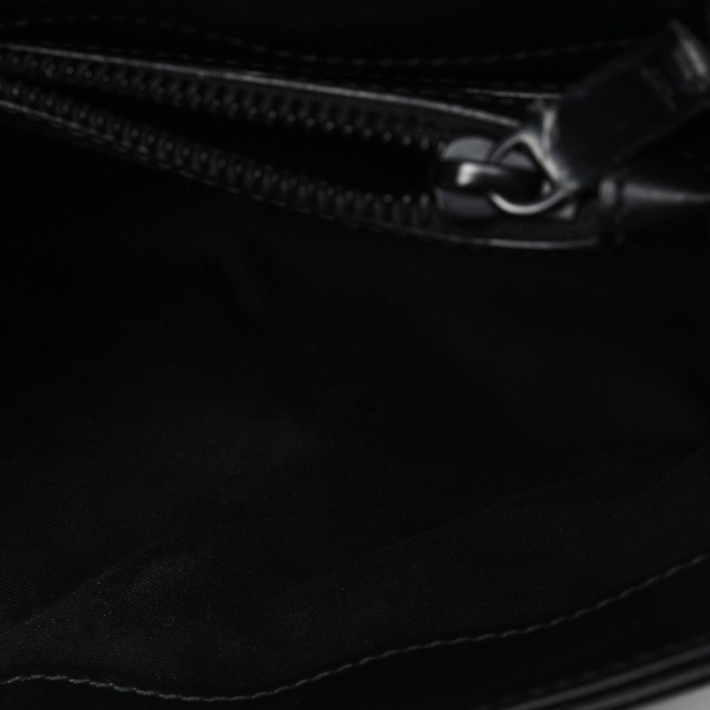 Calfskin Y Quilted Monogram Monochrome Small Loulou Chain Satchel Black