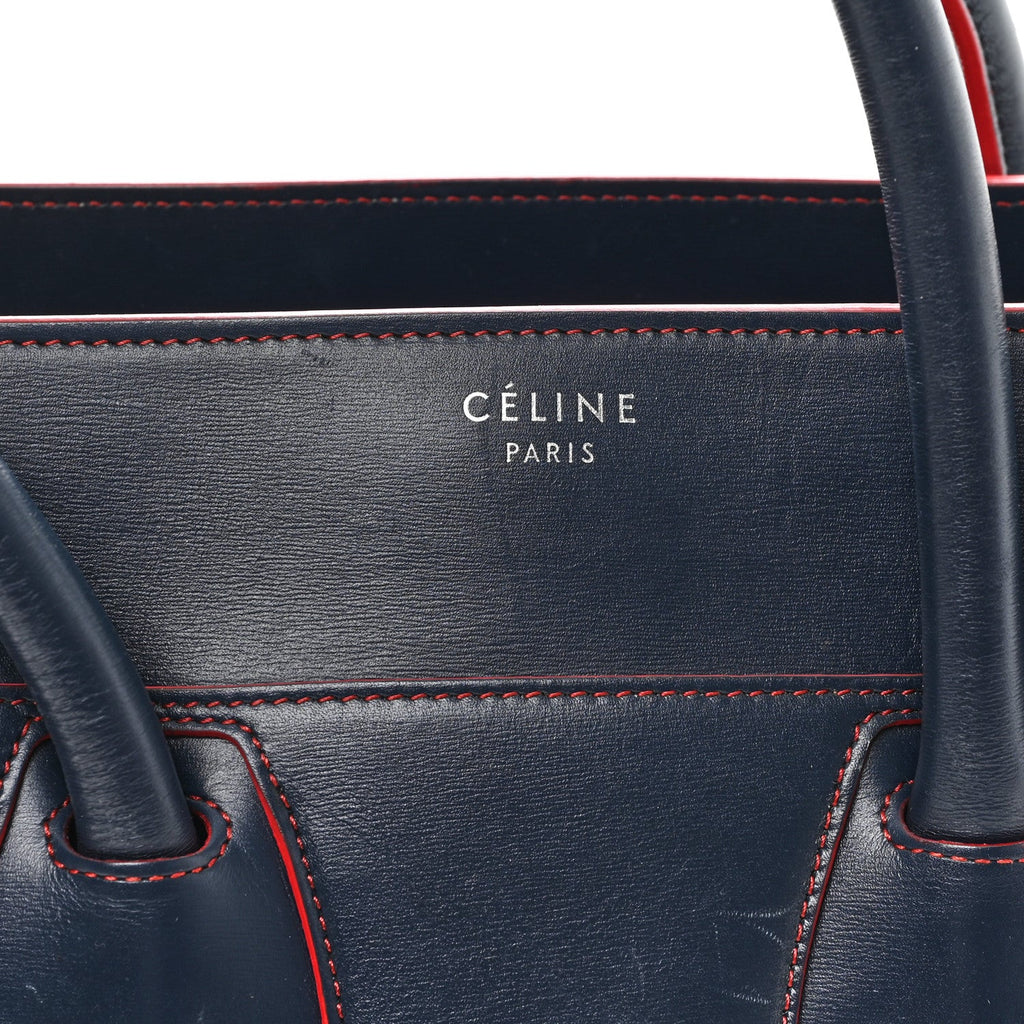 Smooth Calfskin Mini Luggage Navy Red