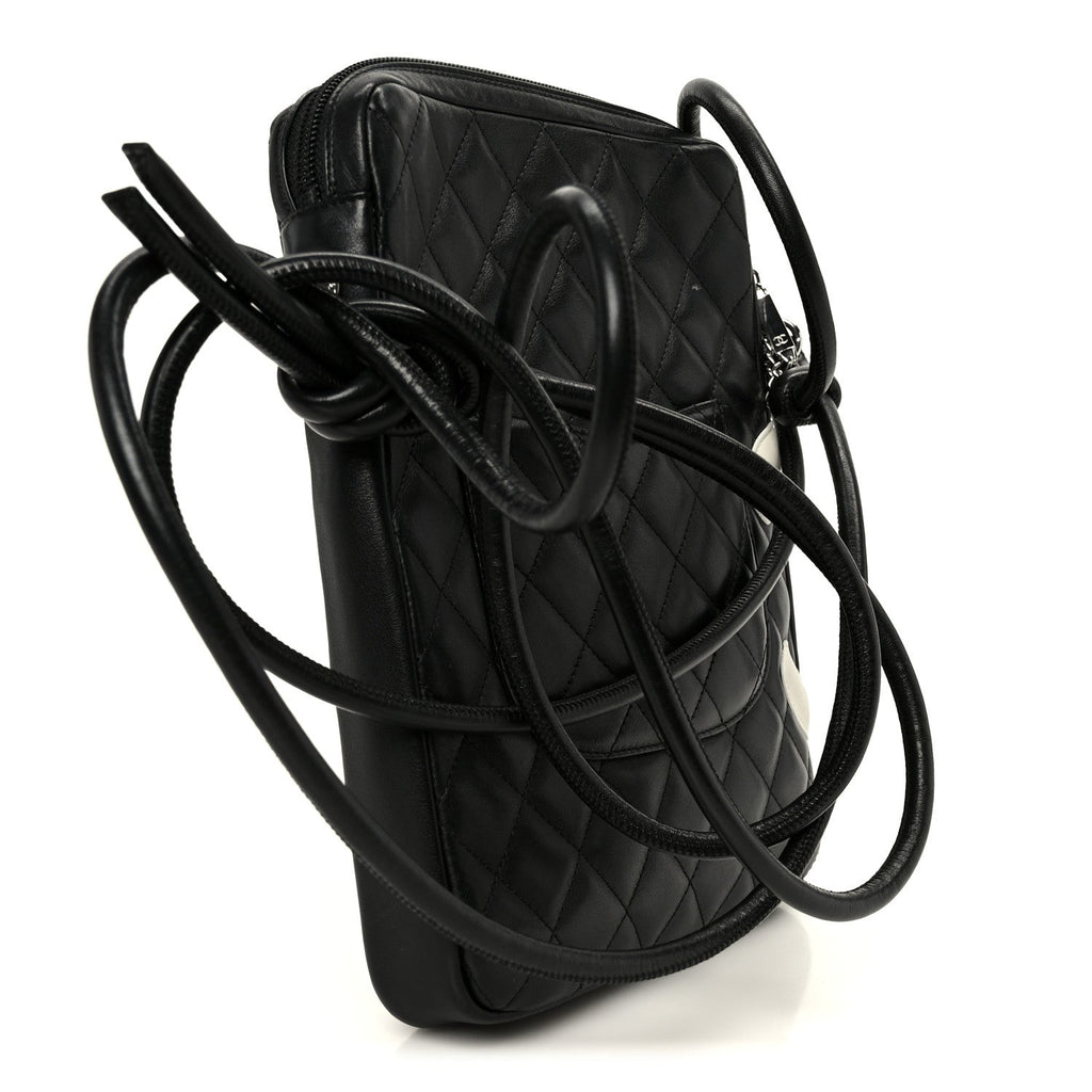Calfskin Quilted Medium Cambon Messenger Black White