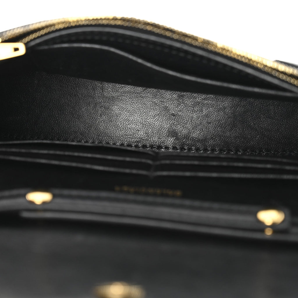 Shiny Box Calfskin Hourglass Chain Bag Black