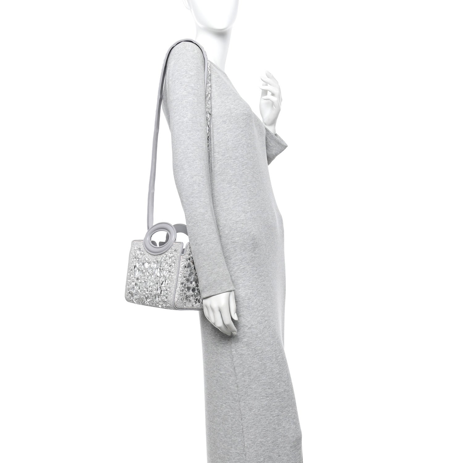 Crystal Mini Le Troisieme Shopping Bag Grey