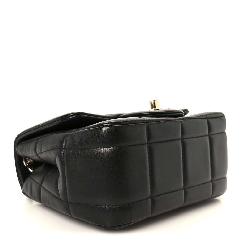 Lambskin Resin Crystal Square Quilted Mini Monacoco Flap Black