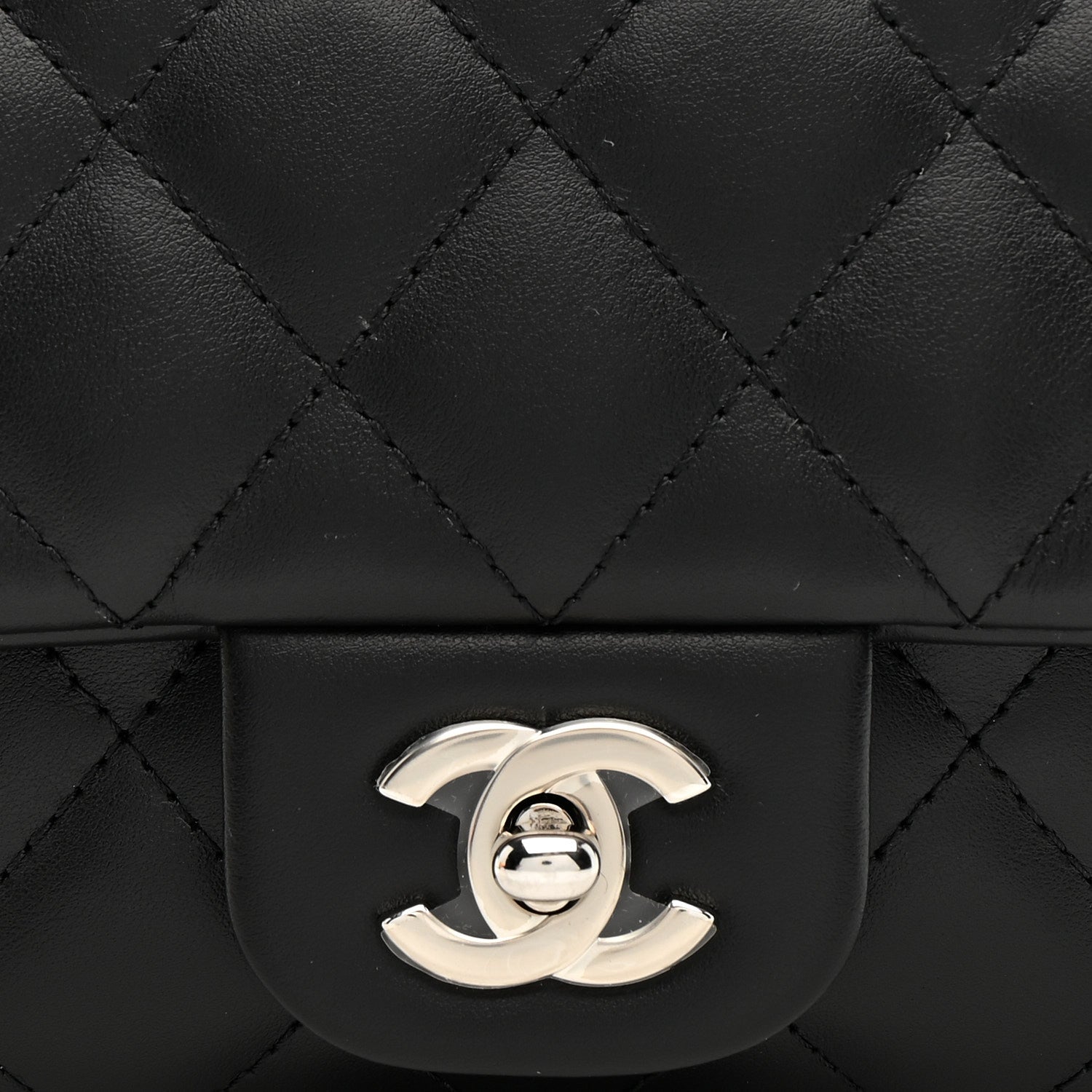 Calfskin Quilted CC Uniform Flap Belt Bag Black