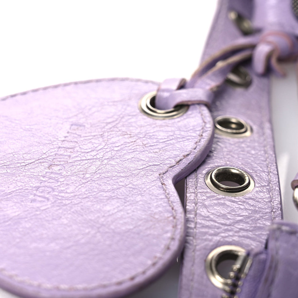 Extra Supple Calfskin Crocodile Embossed Le Cagole Shoulder Bag XS Lilac