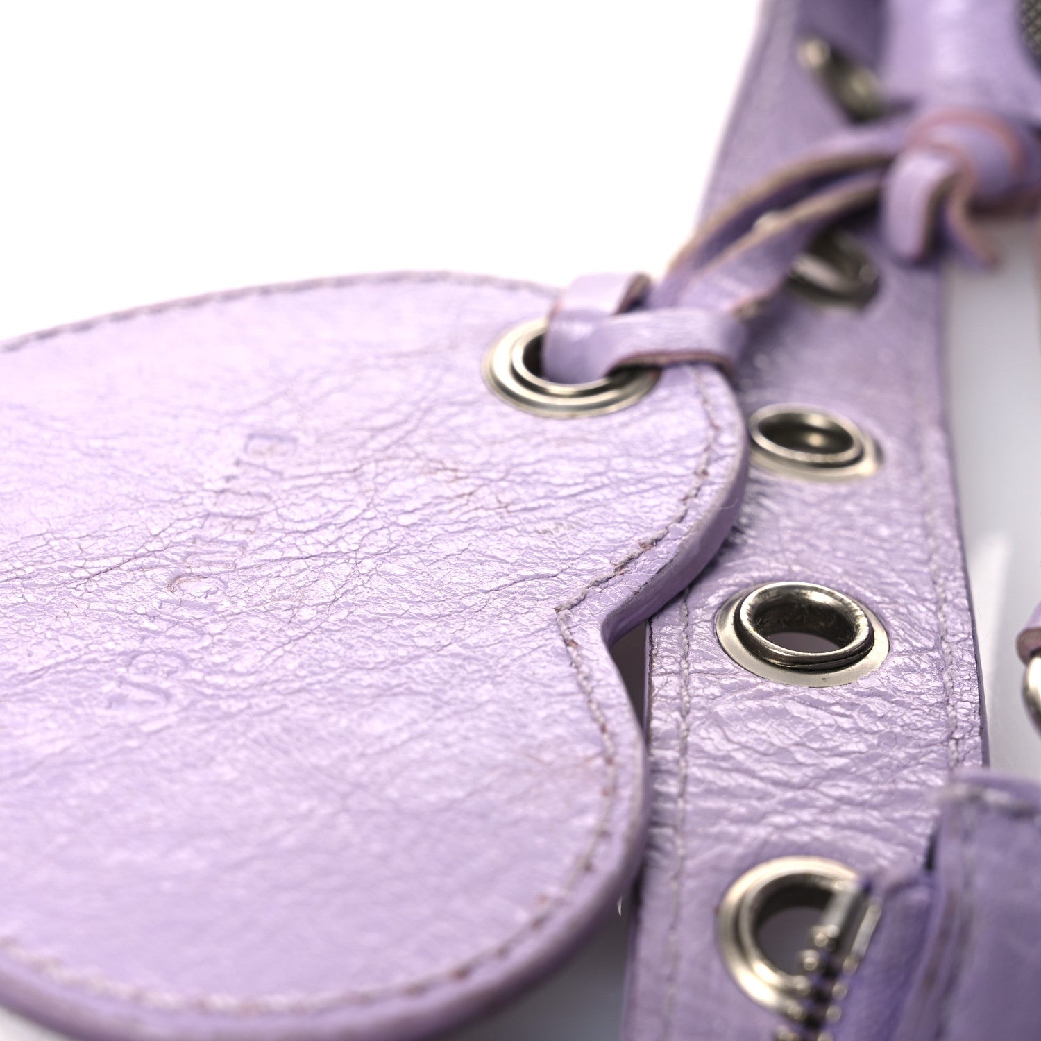 Extra Supple Calfskin Crocodile Embossed Le Cagole Shoulder Bag XS Lilac
