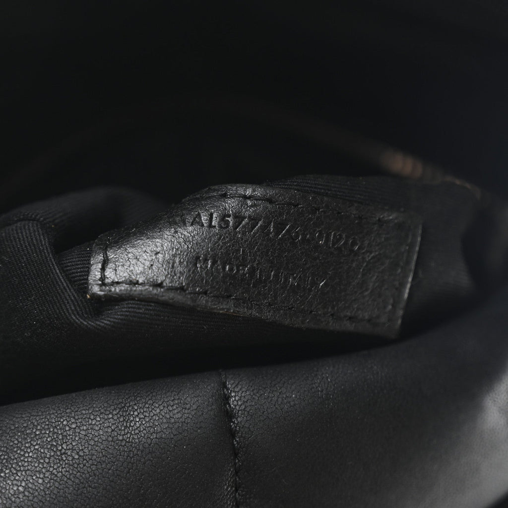 Lambskin Quilted Small Loulou Puffer Monogram Chain Satchel Black