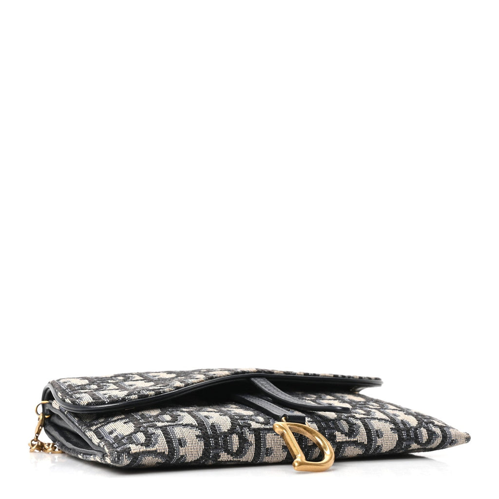 Oblique Saddle Chain Long Wallet Blue