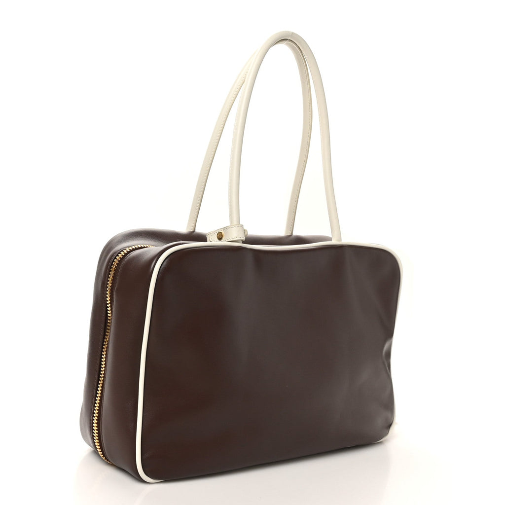 Soft Calf Softy Large Contrast Beau Top Handle Bag Radica White
