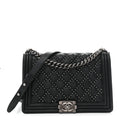 Crumpled Lambskin New Medium Studded Boy Flap Black