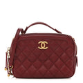 Calfskin Quilted CC Small Vanity Case Dark Red