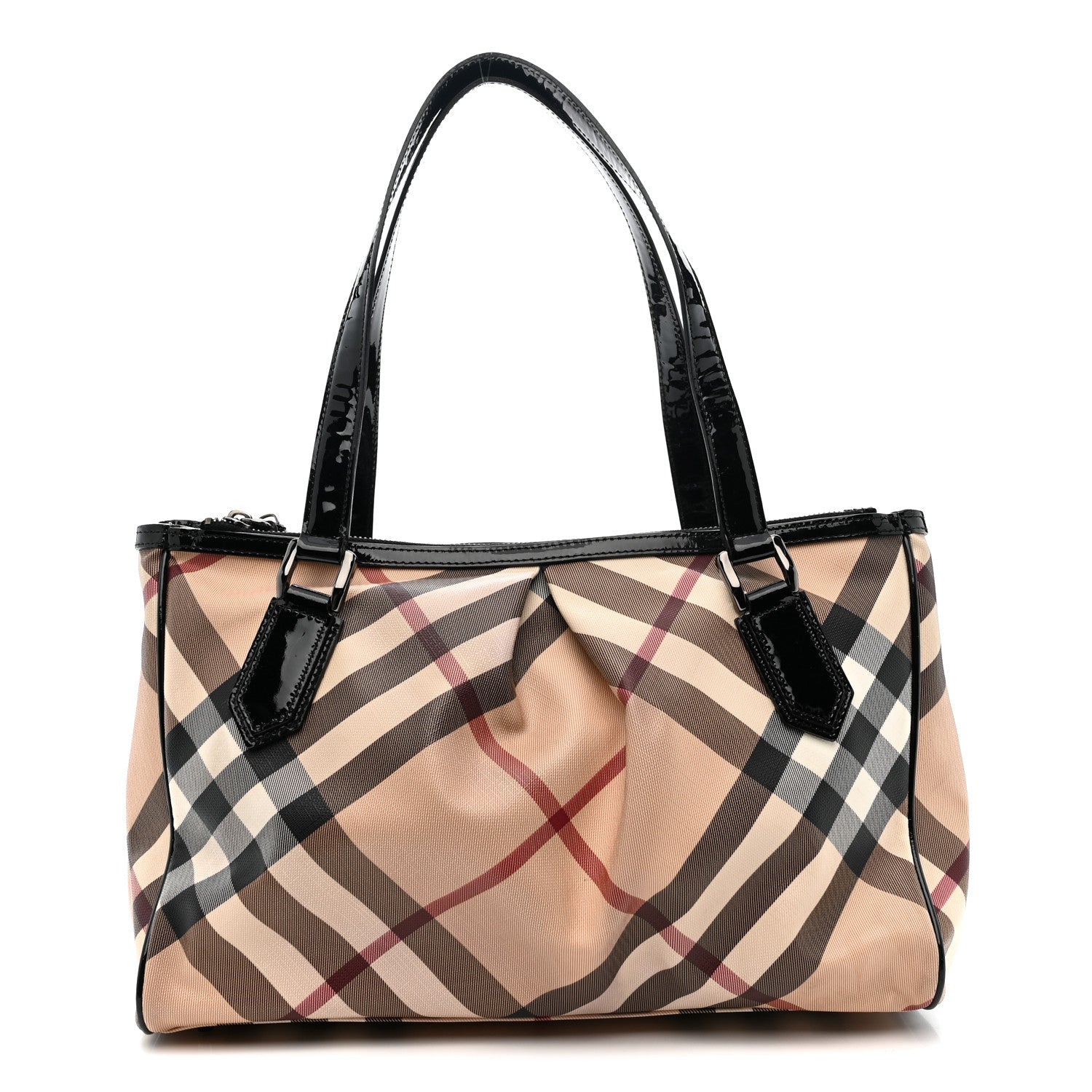 Patent Trim Supernova Check Medium Melbury Tote Black