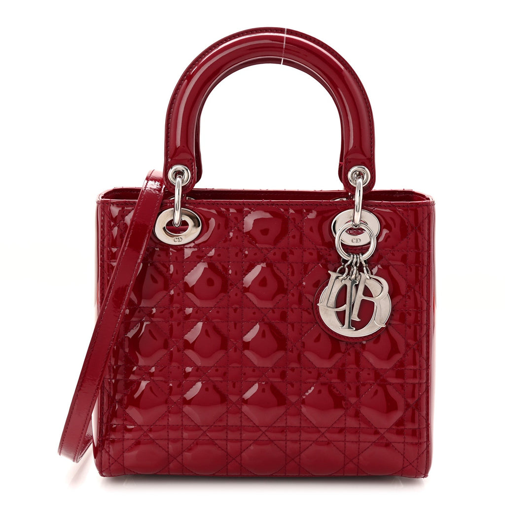 Patent Cannage Medium Lady Dior Red