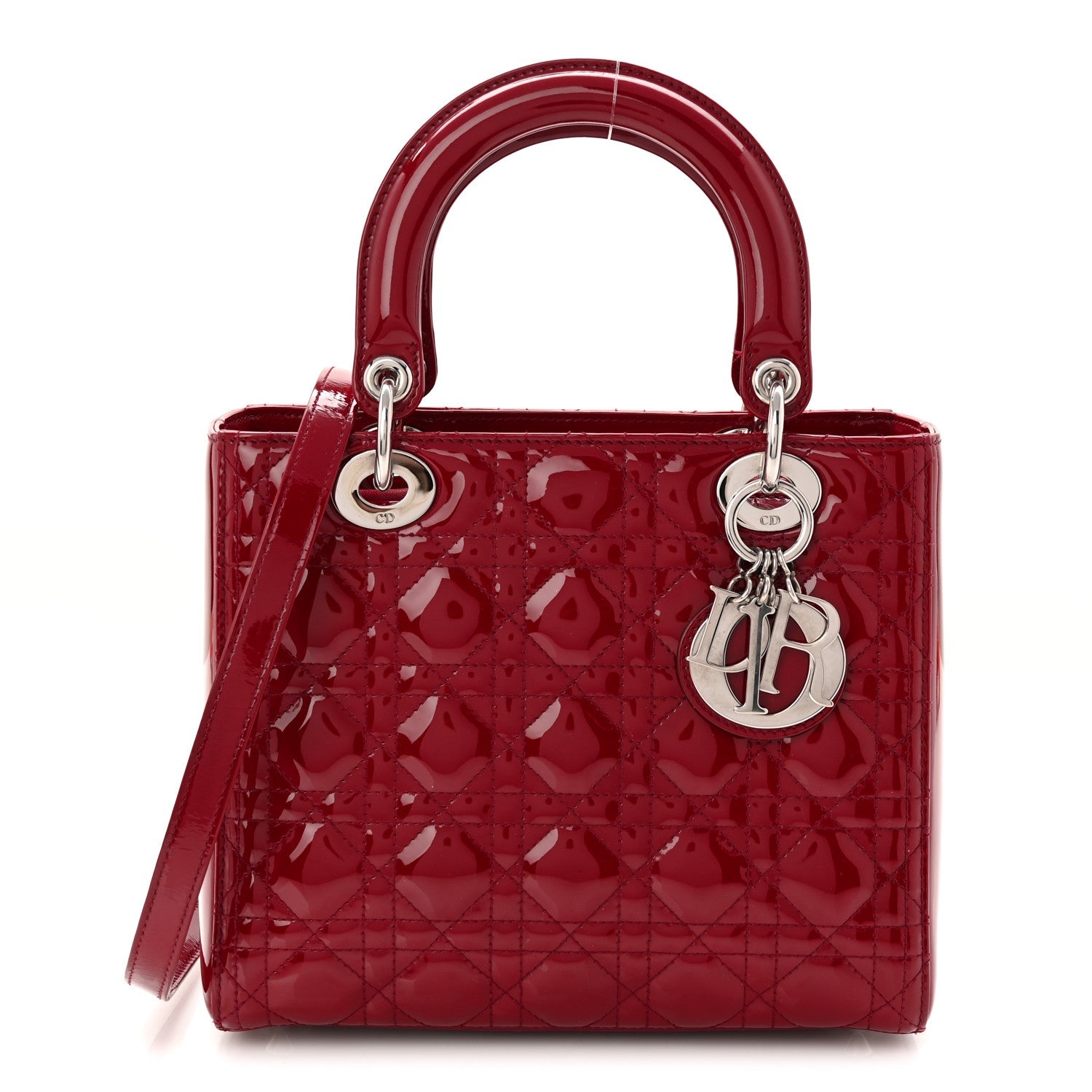 Patent Cannage Medium Lady Dior Red