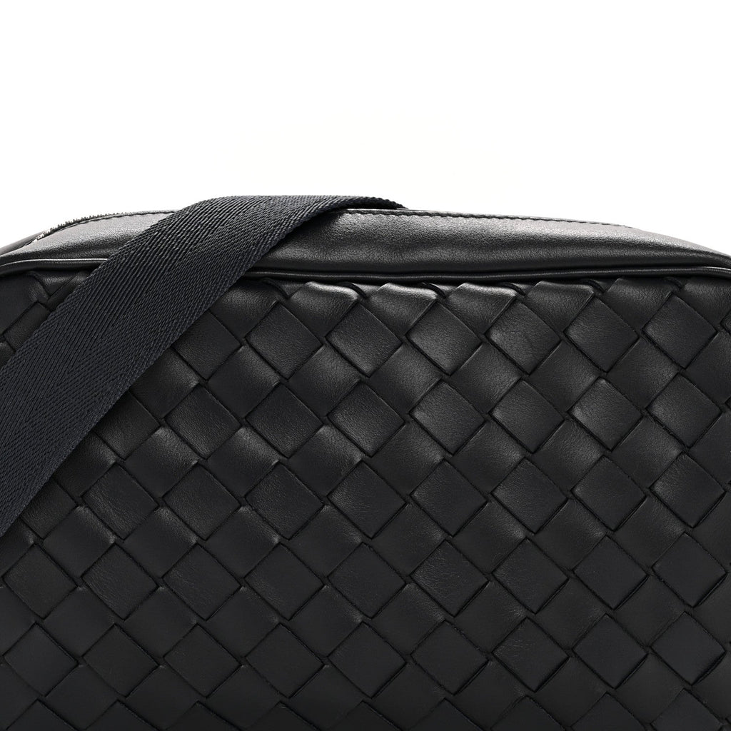 Calfskin Intrecciato Small Camera Bag Navy