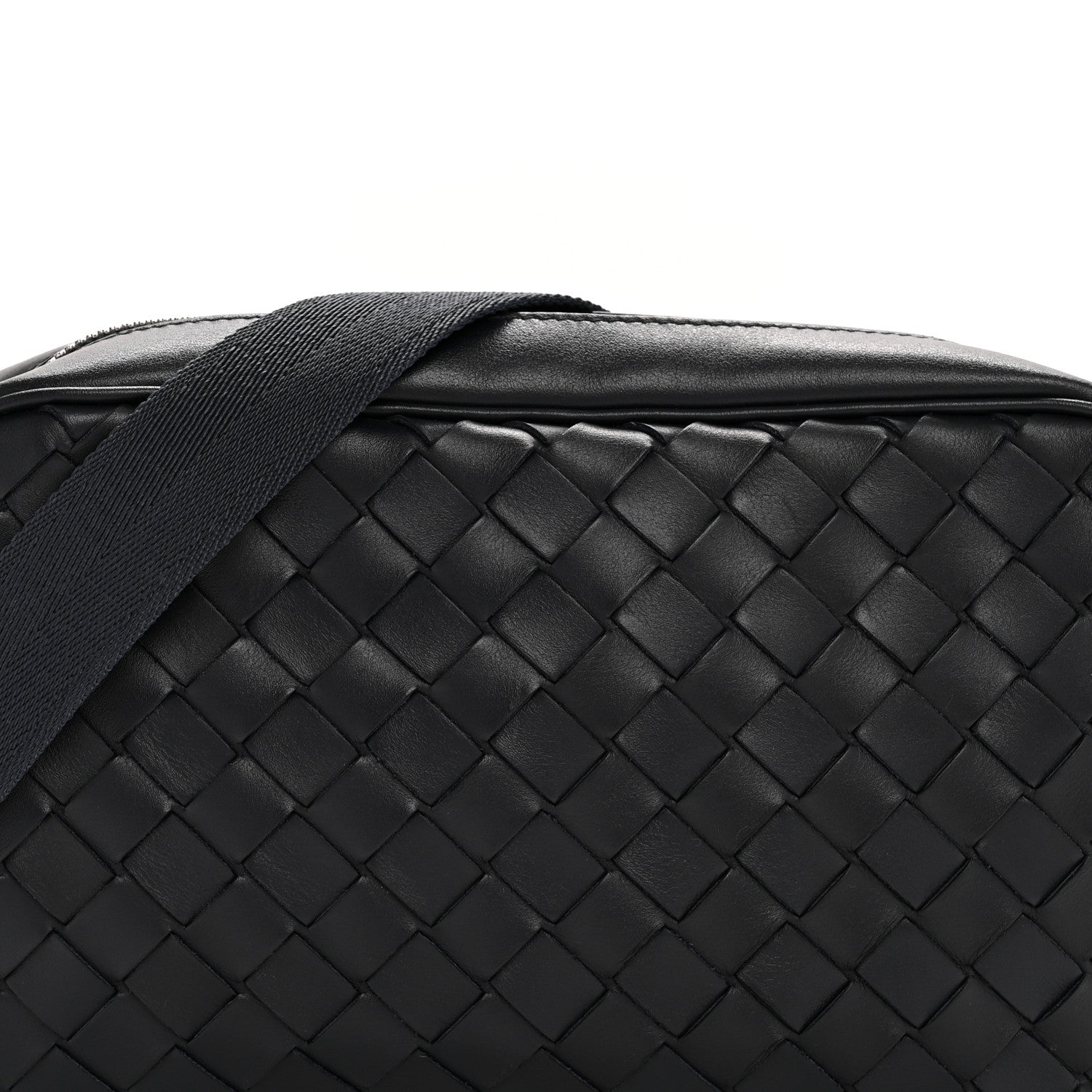 Calfskin Intrecciato Small Camera Bag Navy