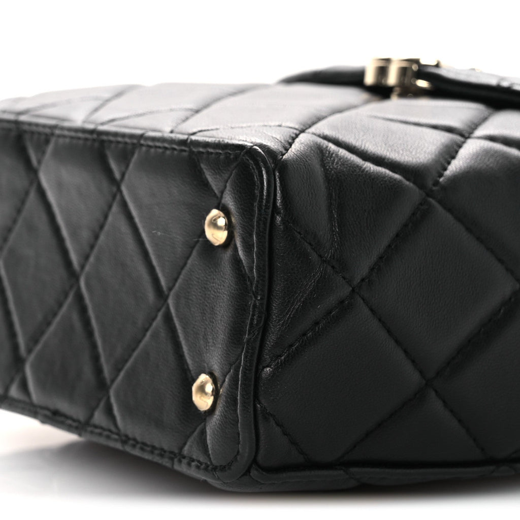 Lambskin Quilted Small Box Bag Black