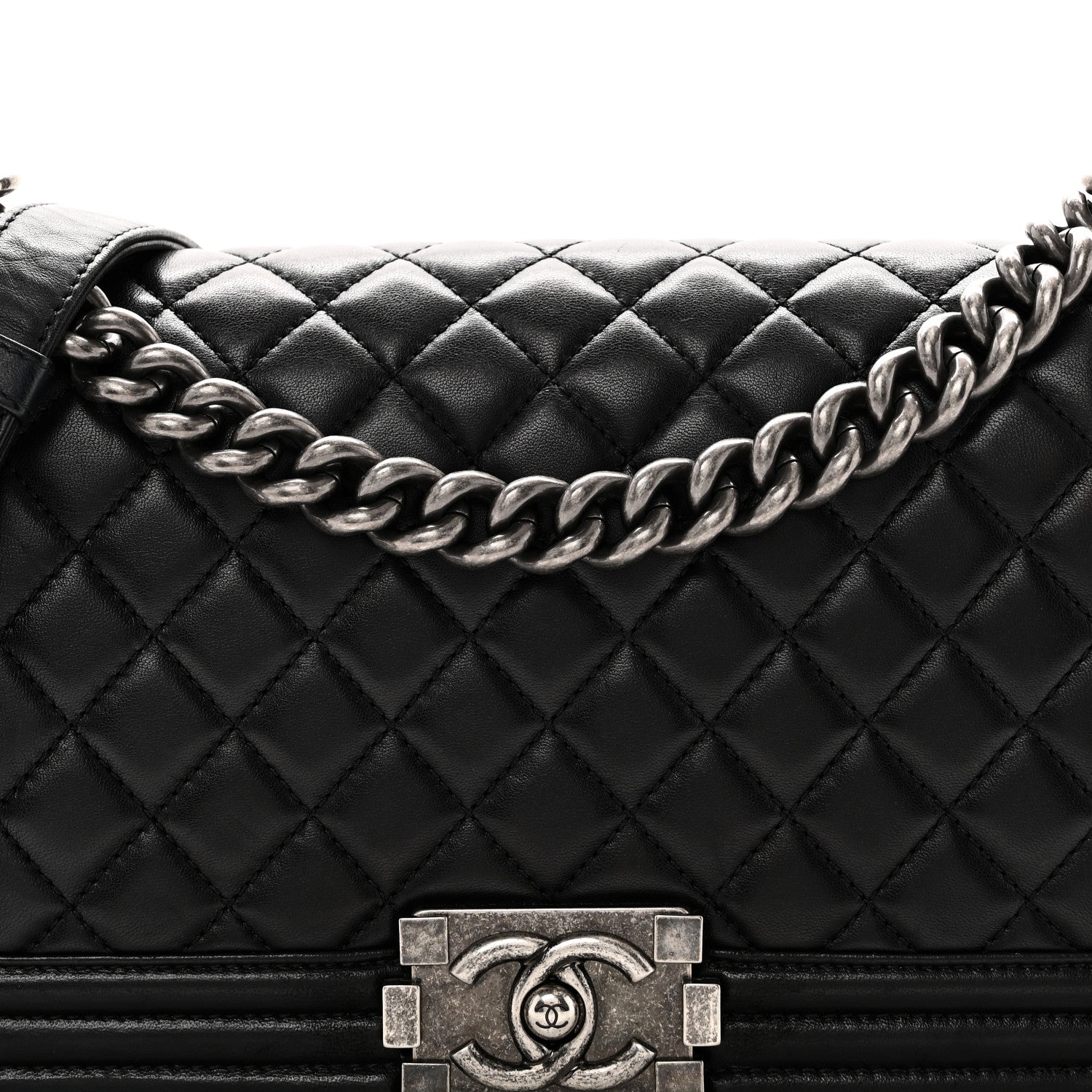 Lambskin Quilted Medium Boy Flap Black