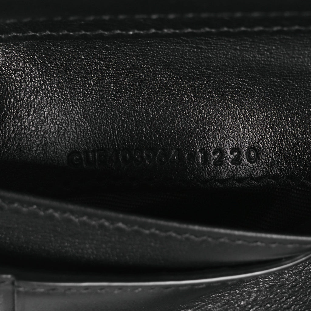 Calfskin Crocodile Embossed Monogram Compact Wallet Black