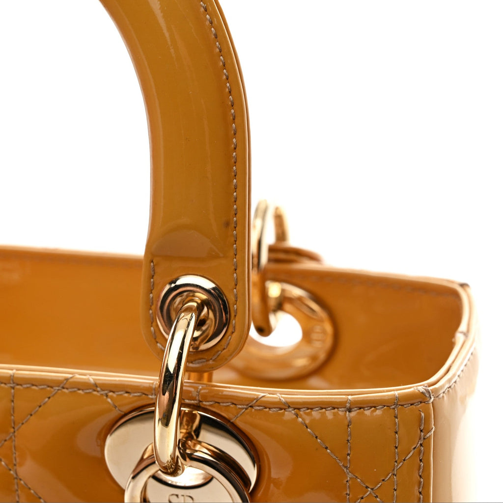 Patent Cannage Medium Lady Dior Dark Beige
