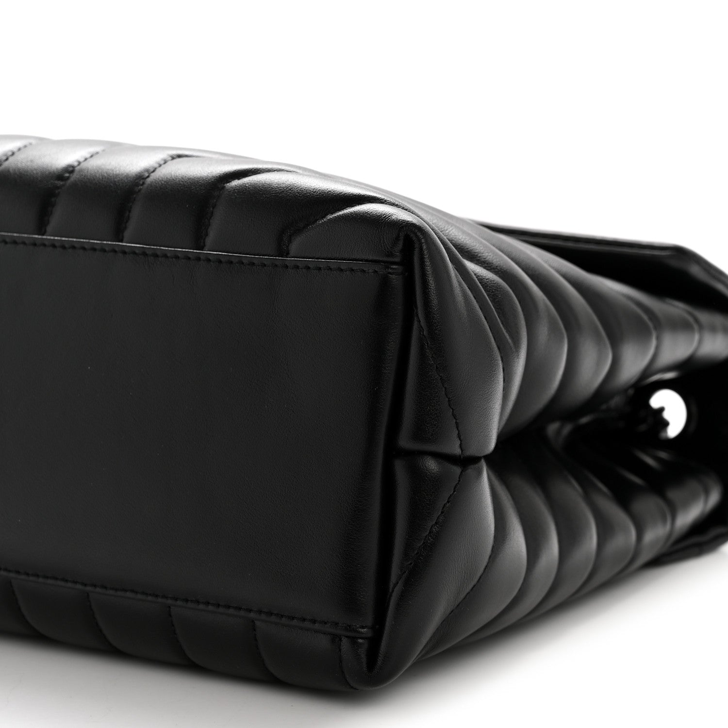 Calfskin Y Quilted Monogram Monochrome Medium Loulou Chain Satchel Black